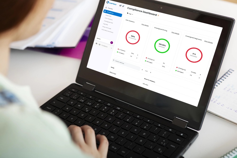  A dashboard screen displaying real-time HOS